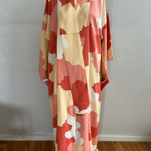 ハウルの秘密の花畑ワンピ パフスリーブティアードワンピ 着物リメイク  