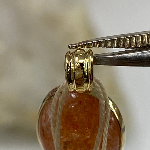 k18YG AU750 18金 天然 サンストーン ペンダント ペンダントトップ  