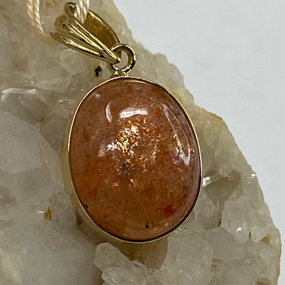 k18YG AU750 18金 天然 サンストーン ペンダント ペンダントトップ  