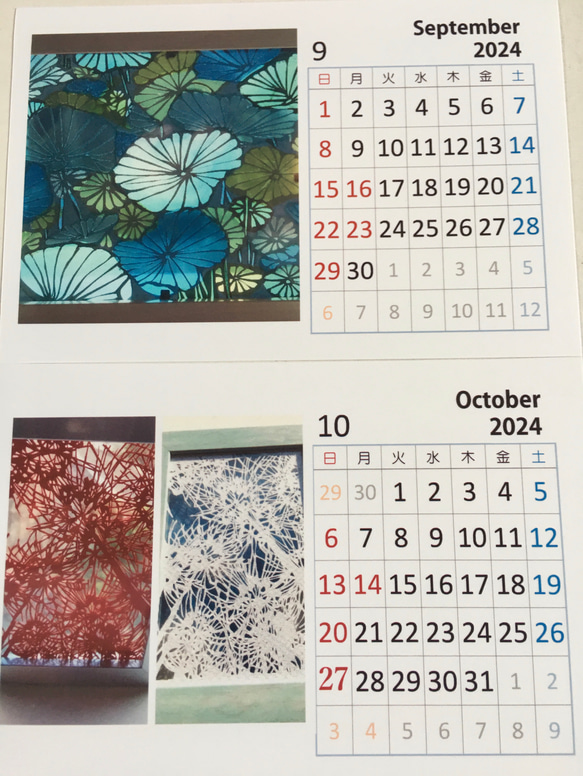 切り絵　2024年卓上カレンダー(花) 6枚目の画像