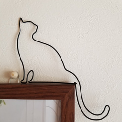 ワイヤーアート 壁飾り 猫 【にゃんだらりん 】飾り ワイヤークラフト ウォールデコ インテリア雑貨 黒猫 コンパクト 1枚目の画像