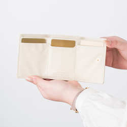 【刻印可】柔らかいシュリンクレザー仕上げの三つ折りミニ財布　ラフィネ　MH1242 3枚目の画像