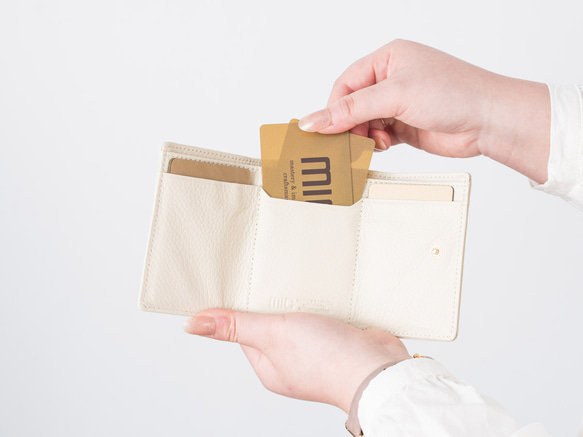 【刻印可】柔らかいシュリンクレザー仕上げの三つ折りミニ財布　ラフィネ　MH1242 4枚目の画像