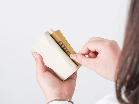 【刻印可】柔らかいシュリンクレザー仕上げの三つ折りミニ財布　ラフィネ　MH1242 7枚目の画像