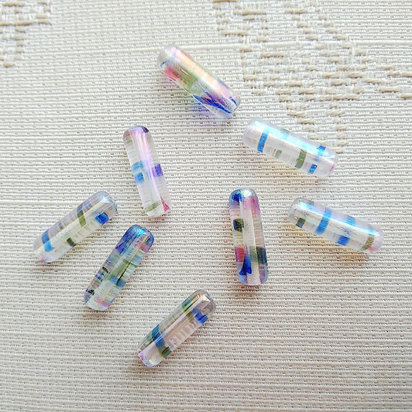 涼やか　チェコビーズ　14X4mm 8個 1枚目の画像