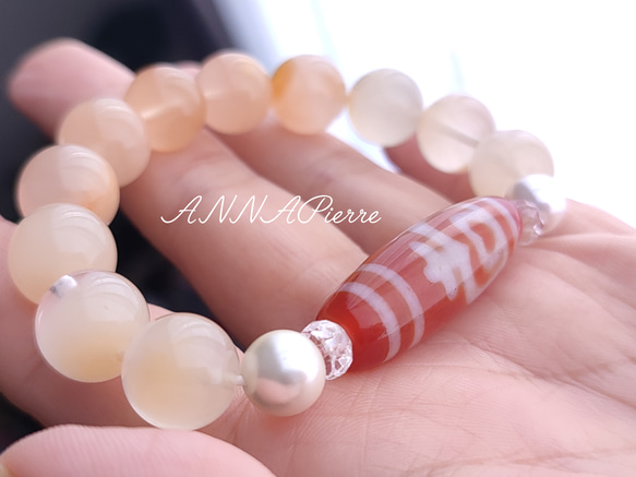 ◇紅玉髄 寶瓶天珠とサゲニティッククォーツ・本パール・水晶◇| ANNA 