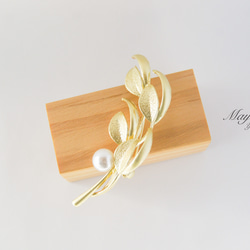 『ゴールドの葉とパールの輝きブローチ』 7枚目の画像