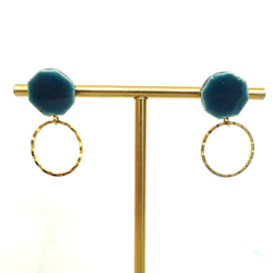 八角金環瓷耳環/耳環（深綠色） 第5張的照片