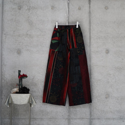紬のパッチワーク　パンツ/　 フリーサイズ 　 着物リメイク 1枚目の画像