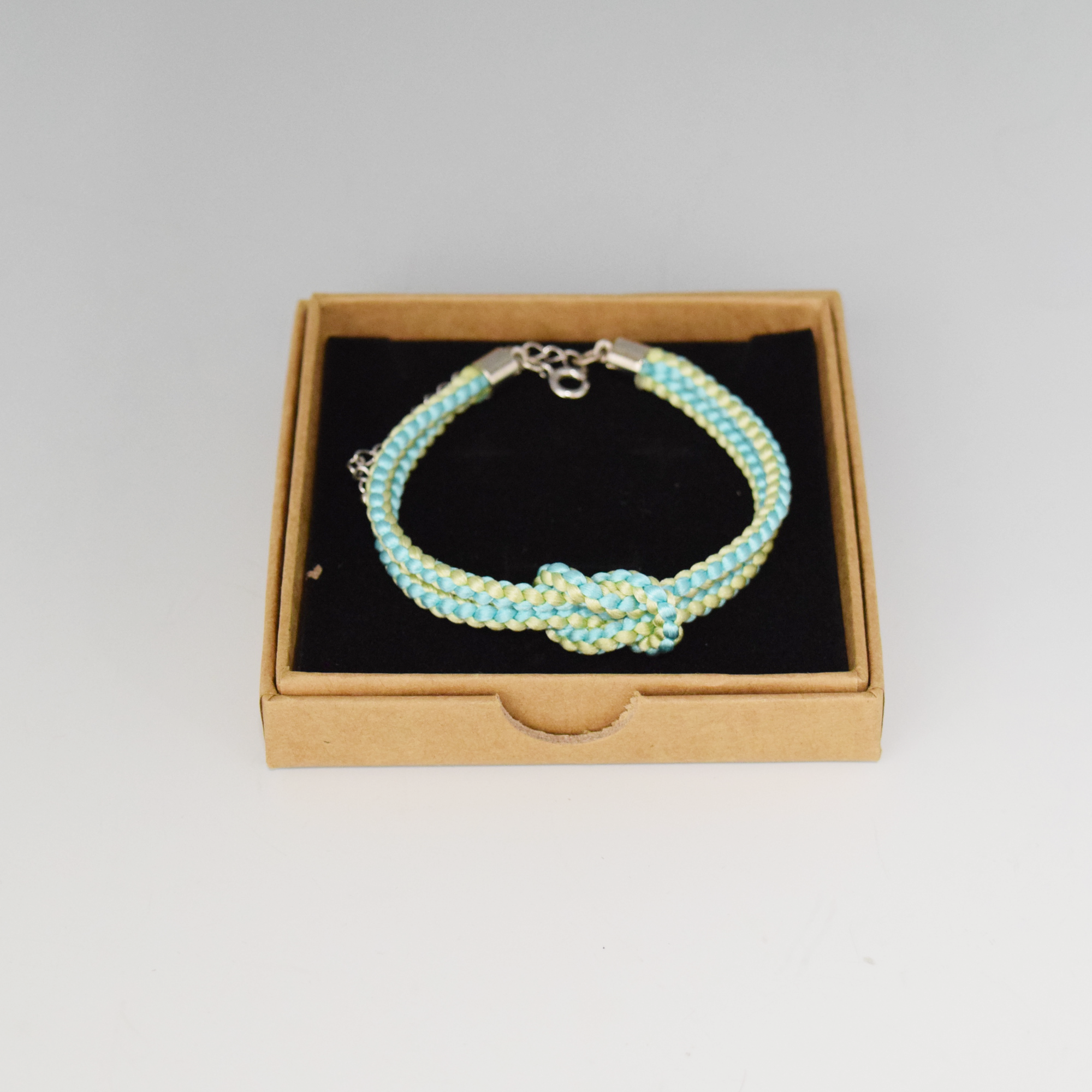 組紐　ブレスレット　ギフト　藤三郎X京都あさひ屋　正絹組紐金具留めブレスレット　水色　全5色　TOB2