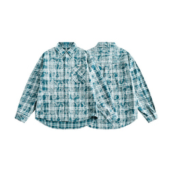 24春の新品メンズ・レディース共用・ストライプカジュアル長袖シャツフランネル水洗い染めシャツ ＃20-1361 3枚目の画像