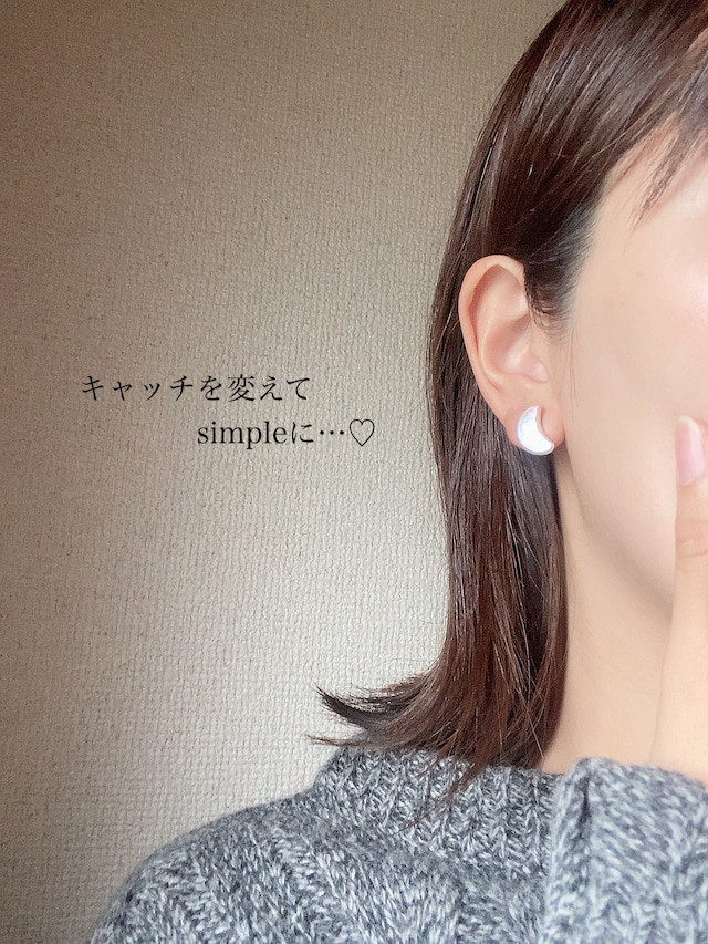 14kgf 月モチーフ　ピアス イヤリング　パール　金属アレルギー対応　三日月