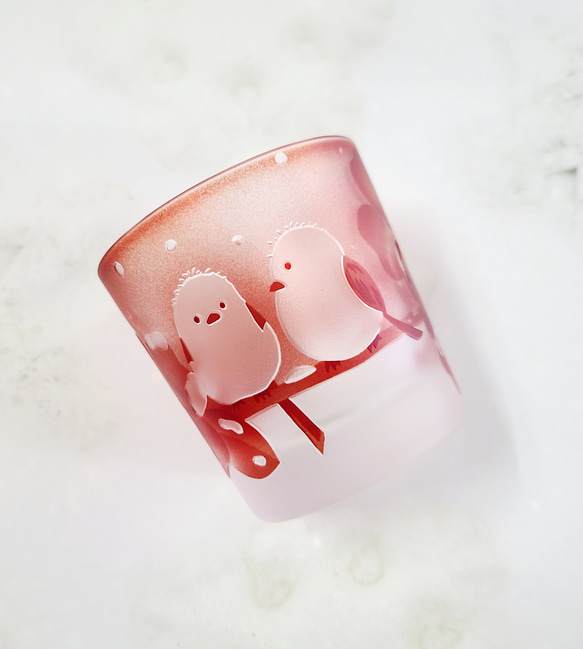 モコモコシマエナガ★銅赤ぐい呑み 1枚目の画像