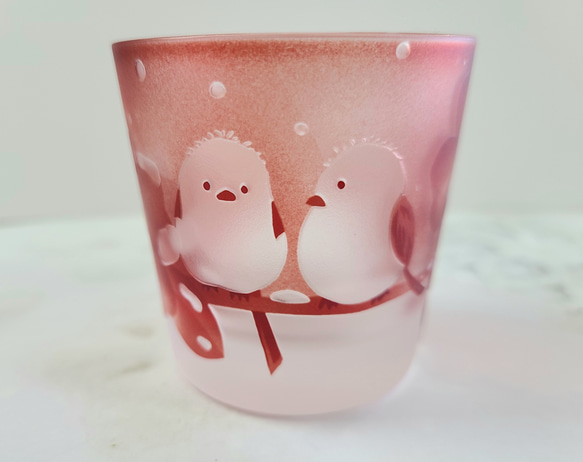 モコモコシマエナガ★銅赤ぐい呑み 4枚目の画像