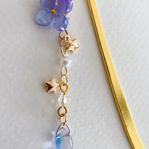 降り注ぐ星の雫❁⃘*.ﾟ紫陽花ブックマーカー しおり・ブックマーク