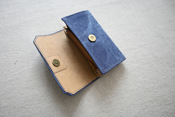 ウォッシュドブルーキャンバス紙バッグ - 超軽量/財布/洗濯可能、動物不使用/ギフト包装可能ビーガン 2枚目の画像