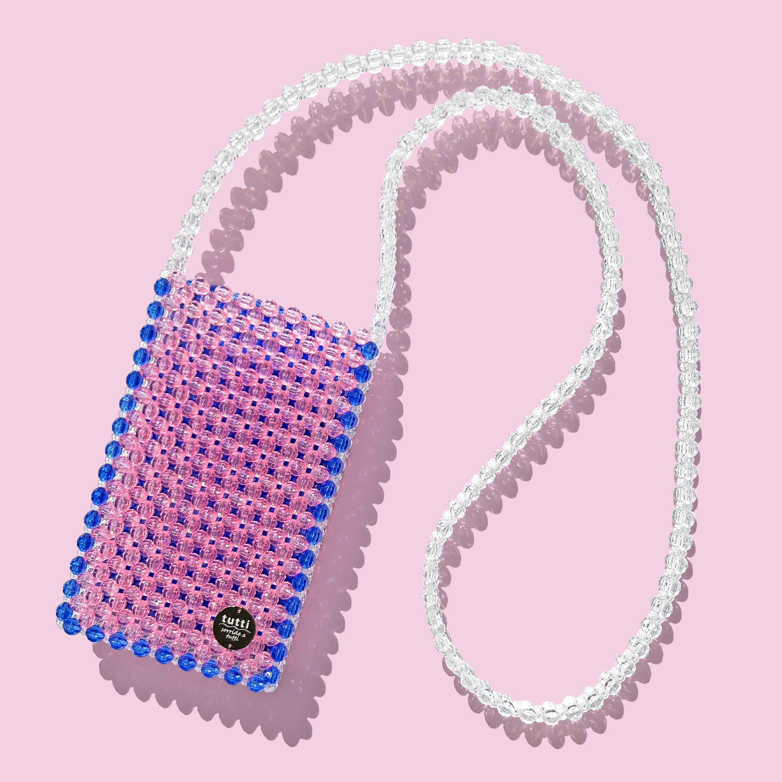 スマホショルダー　Pink or Blue 　ビーズバッグ