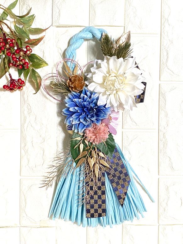 2026年 お正月飾り しめ縄 ブルー系 しめ縄・しめ飾り puripurima 通販