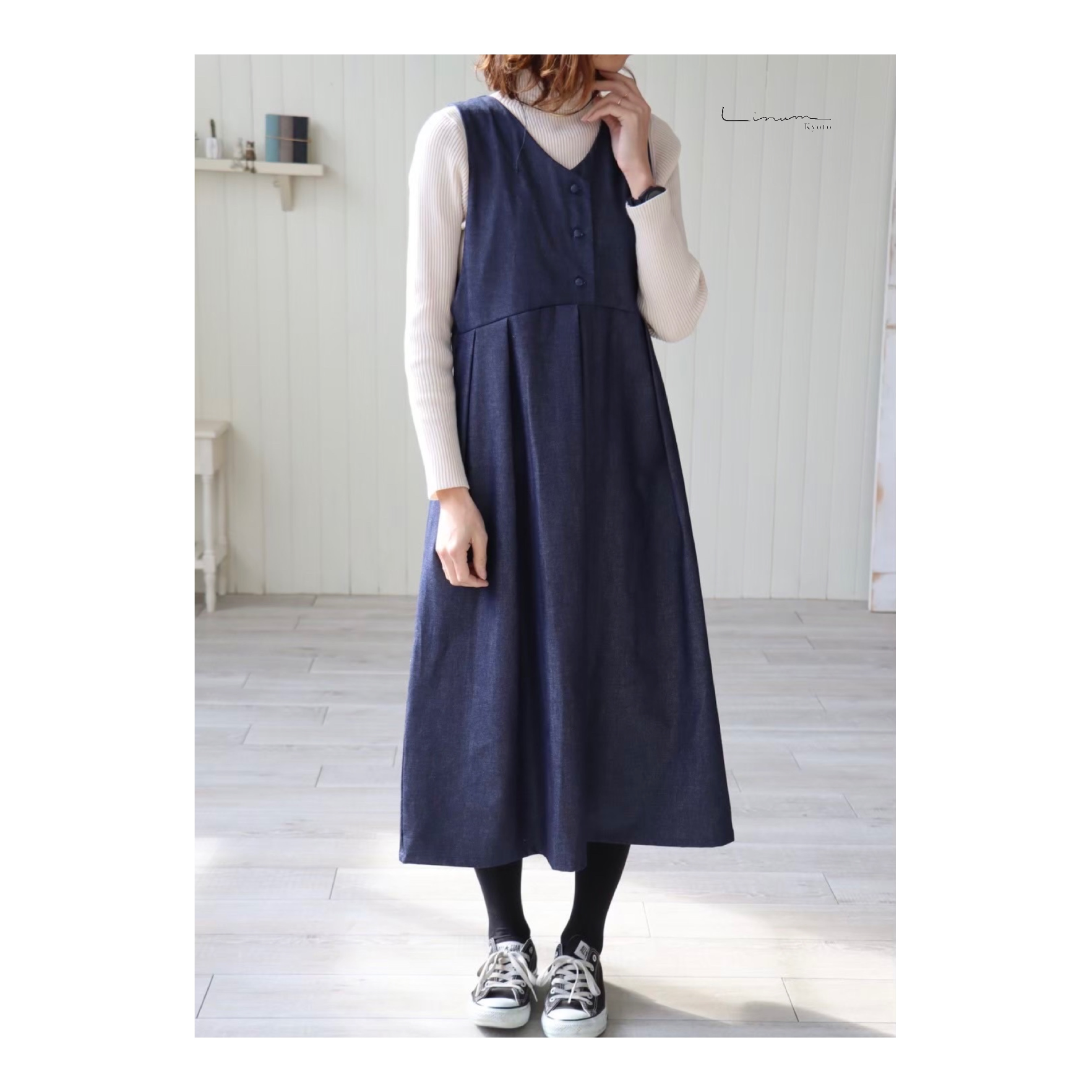 ★A.P.C.★パオラ ダンガリー デニム ワンピース くるみボタンをあしらった岡山児島デニムワンピース／8オンスく