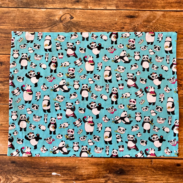 30×40ランチマット パンダ(ブルー) 2枚目の画像