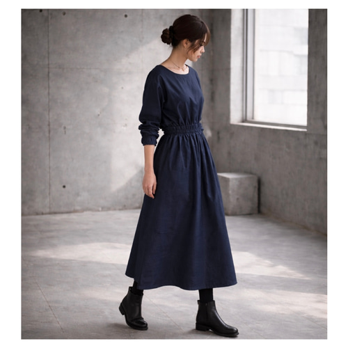 岡山県児島デニムで魅せる、ギャザースカート／8オンスソフトデニム