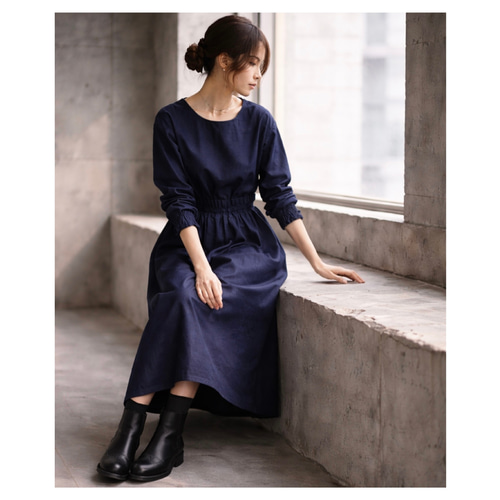 岡山県児島デニムで魅せる、ギャザースカート／8オンスソフトデニム