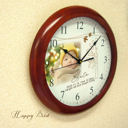 Happy Bird 木製壁掛け時計 35.5cm お誕生日 出産祝い 内祝い 4枚目の画像
