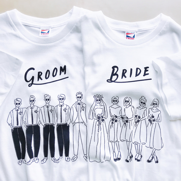 【 ペアＴシャツ 】 GROOM & BRIDE Ｔシャツ ｜ 結婚式　ウェディング 1枚目の画像