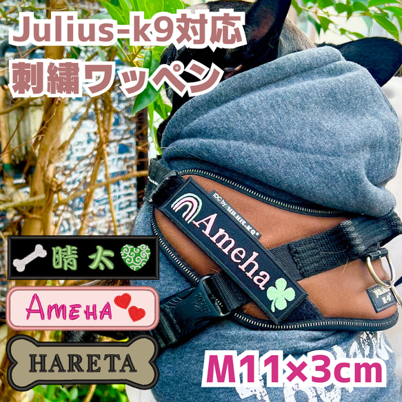 【3×11cm】愛犬 ネームワッペン 刺繍 julius-k9 ユリウスk9 対応 ネームタグ ネームラベル マジック 1枚目の画像