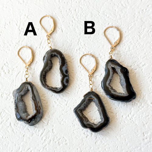 選べます*14kgf*ドゥルージーアゲート ジオードの大ぶりピアス