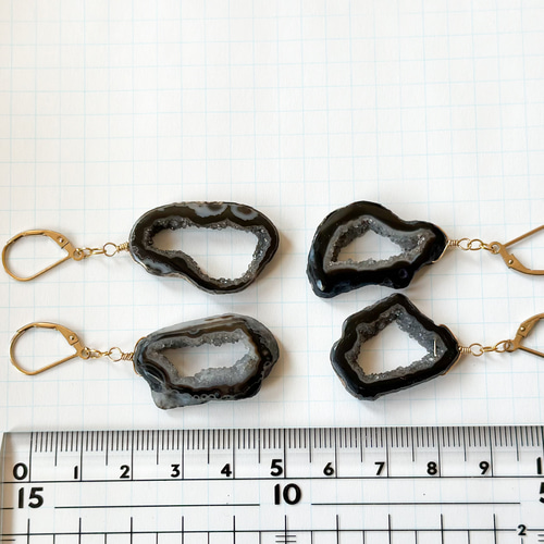 選べます*14kgf*ドゥルージーアゲート ジオードの大ぶりピアス