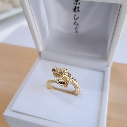 18金 両目ダイヤ 龍 指輪 】 龍リング 18金 龍アクセサリー 龍