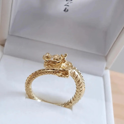 18金 両目ダイヤ 龍 指輪 】 龍リング 18金 龍アクセサリー 龍 k18龍