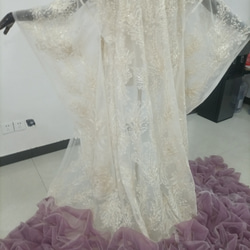 美容產品！香檳色和服罩衫蕾絲罩衫婚紗精緻刺繡 第6張的照片