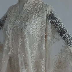 美品！シャンパン色 打掛 着物 オーバードレス レース羽織 ウエディングドレス 精緻な刺繍 13枚目の画像