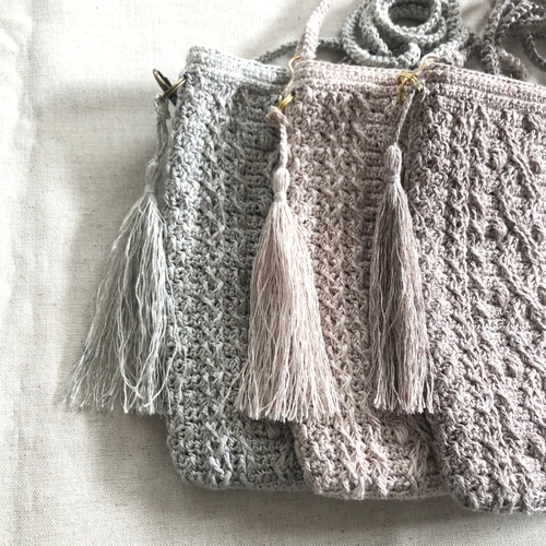 アランdeスマホポシェット〘フレンチリネン〙/かぎ針編み crochet