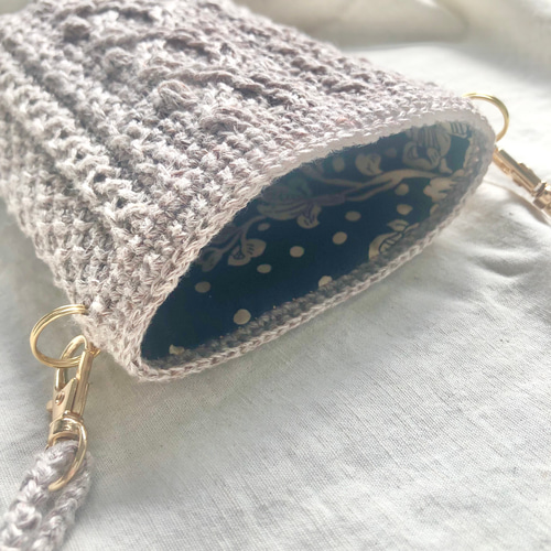 アランdeスマホポシェット〘フレンチリネン〙/かぎ針編み crochet