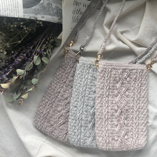 アランdeスマホポシェット〘フレンチリネン〙/かぎ針編み crochet