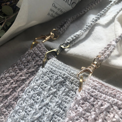 アランdeスマホポシェット〘フレンチリネン〙/かぎ針編み crochet  メランジ アラン模様 4枚目の画像