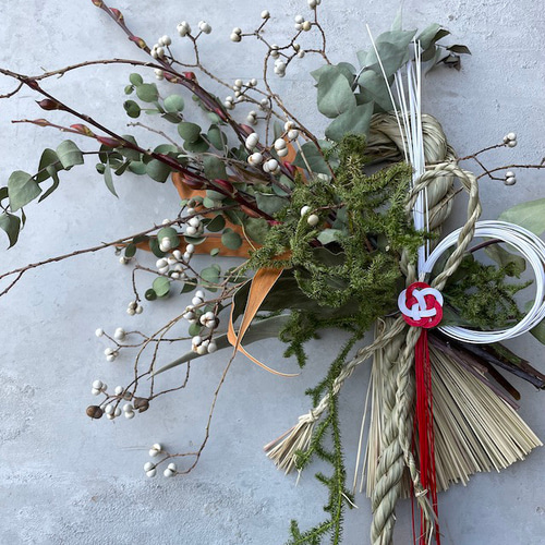 新年2024ナチュラルなしめ飾り2way ドライフラワー お正月飾り