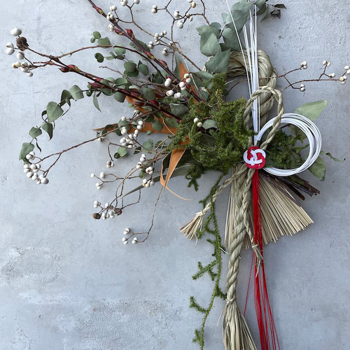 新年2024ナチュラルなしめ飾り2way ドライフラワー お正月飾り