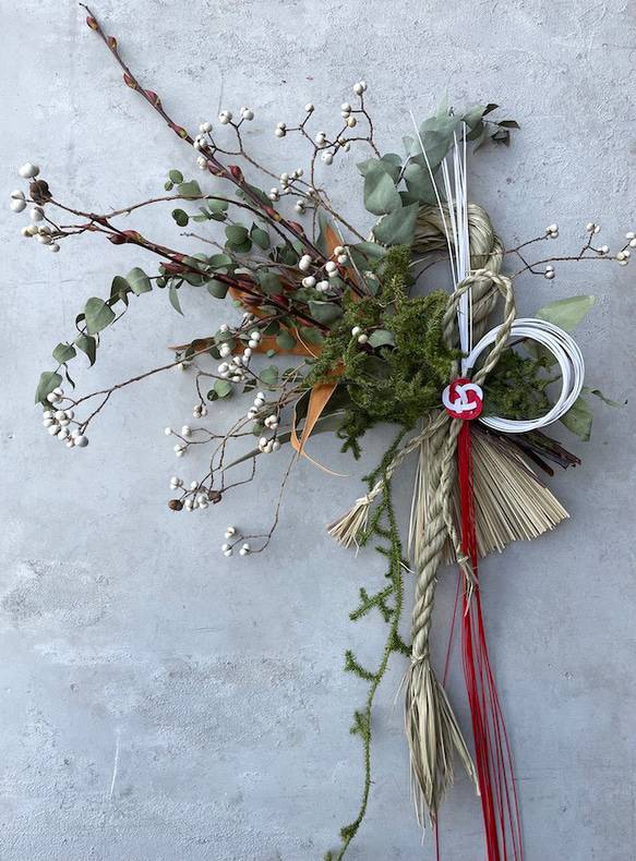 新年2024ナチュラルなしめ飾り2way ドライフラワー お正月飾り