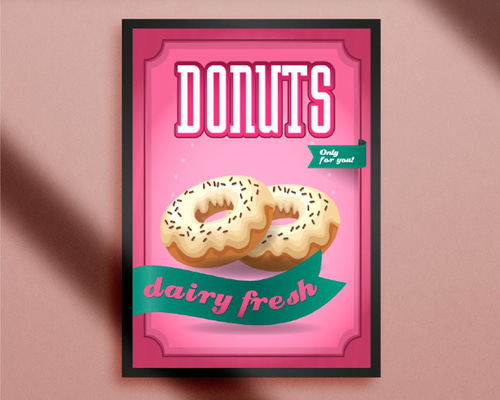 A4額付き】ドーナツ 洋菓子 スイーツ お菓子 カフェ 喫茶 店舗
