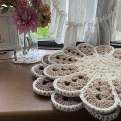 ☆♪ マーガレットの花おざぶセット(ナチュラルカラー) 2枚目の画像