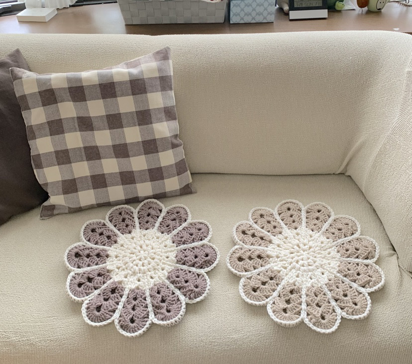 ☆♪ マーガレットの花おざぶセット(ナチュラルカラー)