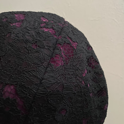 送料無料　ブラックレースのベレー帽（紫） 2枚目の画像