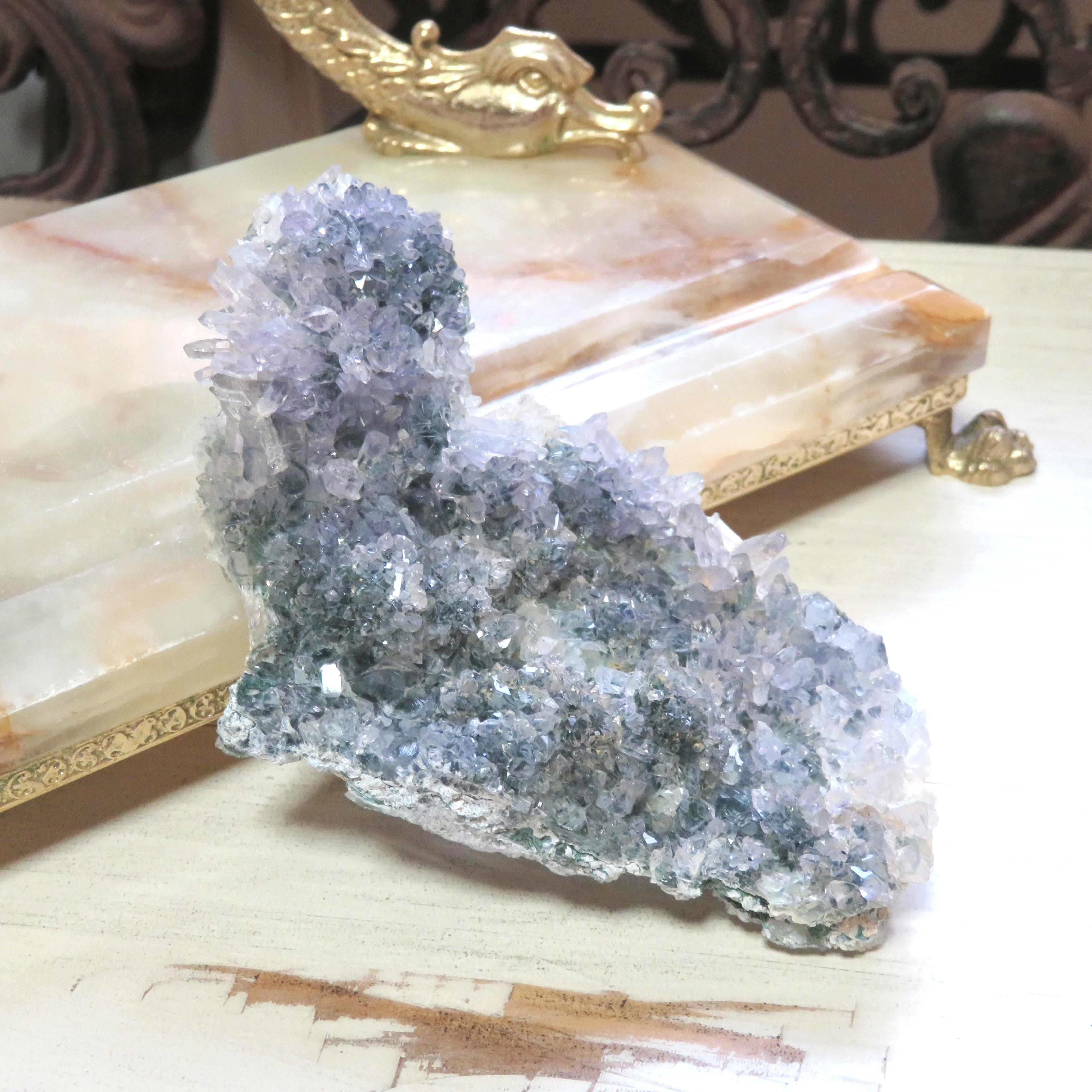 【美しい鉱物標本】フラワーアメジストクラスター／122グラム