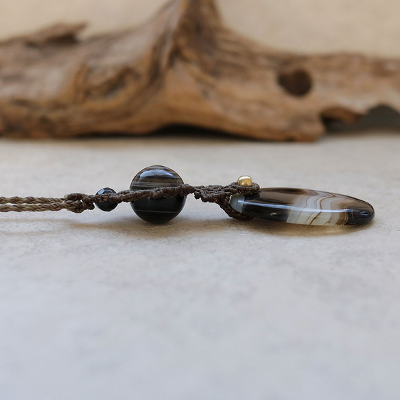 バンデッドアゲートとチベットアゲート。ホークスアイマクラメネックレスmac357天然石エスニックアジアンエキゾチック 7枚目の画像