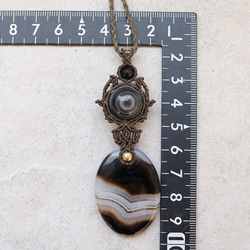 バンデッドアゲートとチベットアゲート。ホークスアイマクラメネックレスmac357天然石エスニックアジアンエキゾチック 9枚目の画像