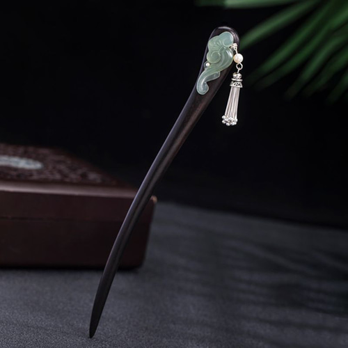 パールが揺れる如意の形のかんざし- 和装・洋装に合う幸運アイテムK084  